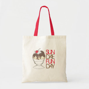 Tote Bag SUNDAE (SUNDAY) FUNDAY Ice Cream Hot Fudge Foodie