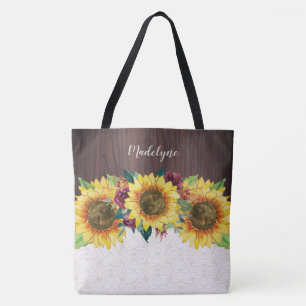 Tote Bag Sunflower Bourgogne Rose Lace Rustique Personnalis