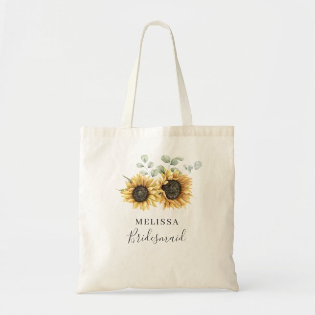 Tote Bag Sunflower Eucalyptus Floral Mariage Bridesmaid (Devant)