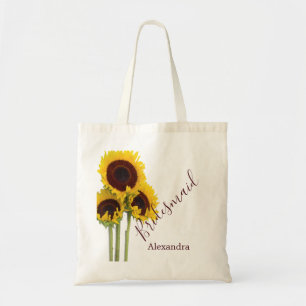 Tote Bag Sunflower Personal Bridesmaid Fleur rustique