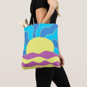 Tote Bag Sunrise et Waves Art Abstrait