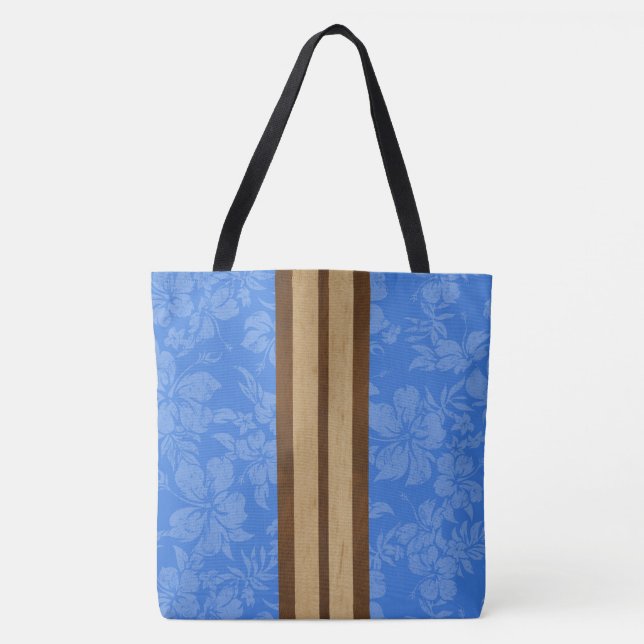 Tote Bag Sunset Beach Faux Wood Stripe Hawaiian Beach Bag (Devant)