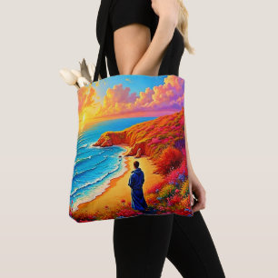 Tote Bag Sunset Beach Solitude Design de sérénité