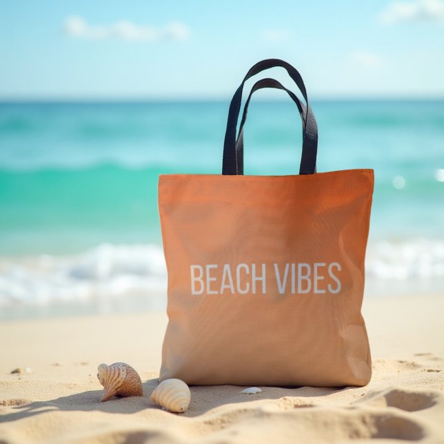 Tote Bag Sunset Beach Vibes - Moderne Dégradé (Sunset gradient style. Essential 'Beach Vibes' tote for summer adventures.)