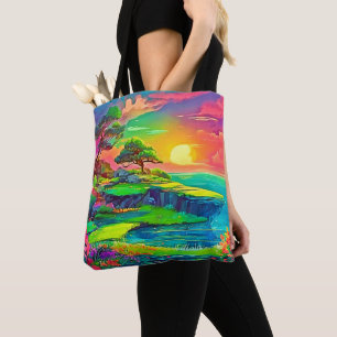 Tote Bag Sunset Cliff Paradise Art
