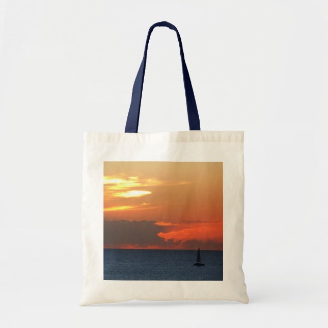 Tote Bag Sunset Clouds and Sailboat Seascape (Devant)