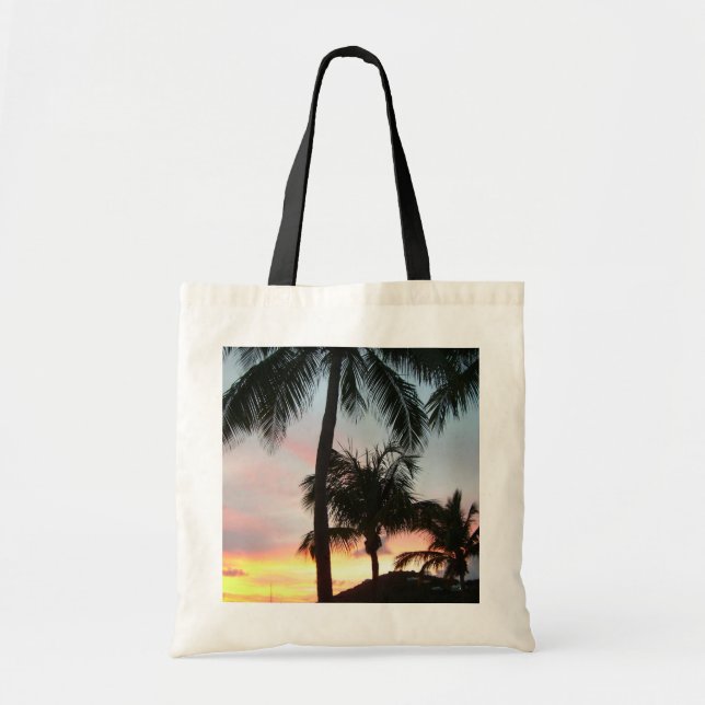Tote Bag Sunset Palms Tropical Paysage Photographie (Devant)
