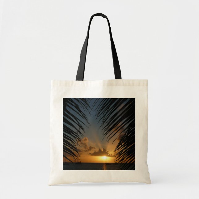Tote Bag Sunset Through Palm Fronds (Devant)