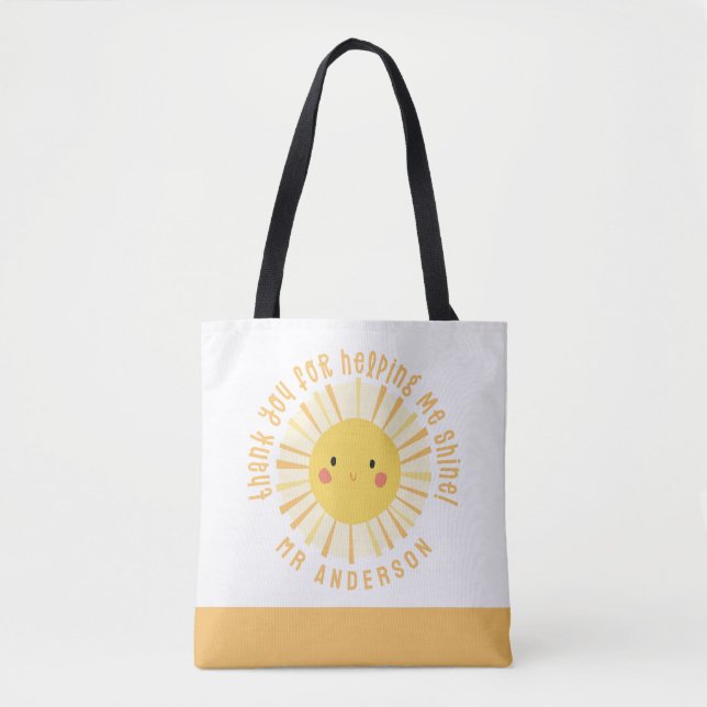 Tote Bag Sunshine merci professeur moderne élégant (Devant)