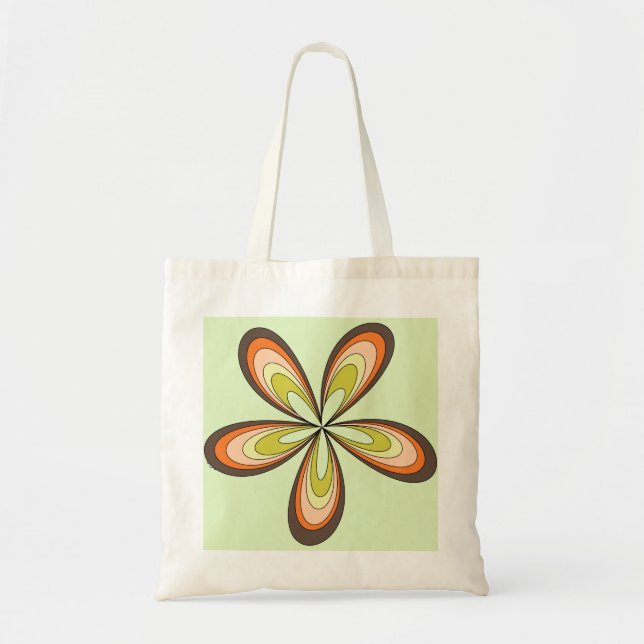 Tote Bag Super 60s les années 70 Hippie Fleur Lime Retro Da (Devant)