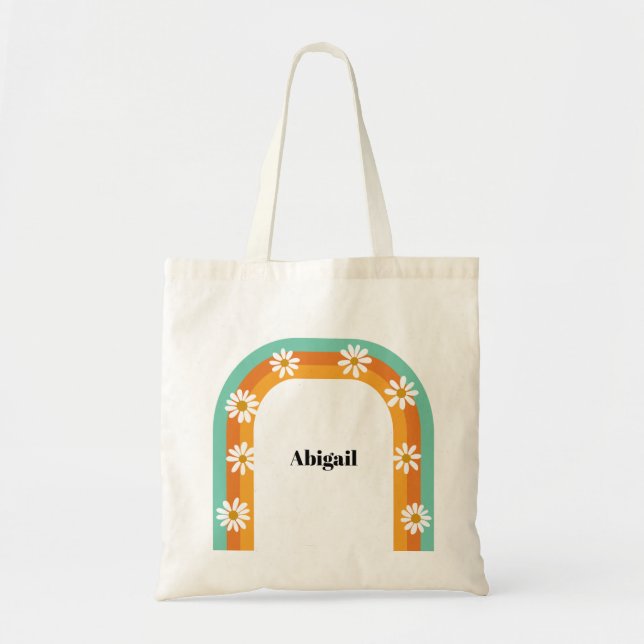 Tote Bag Super Arc-en-ciel des années 1970 Style Boho Daisy (Devant)