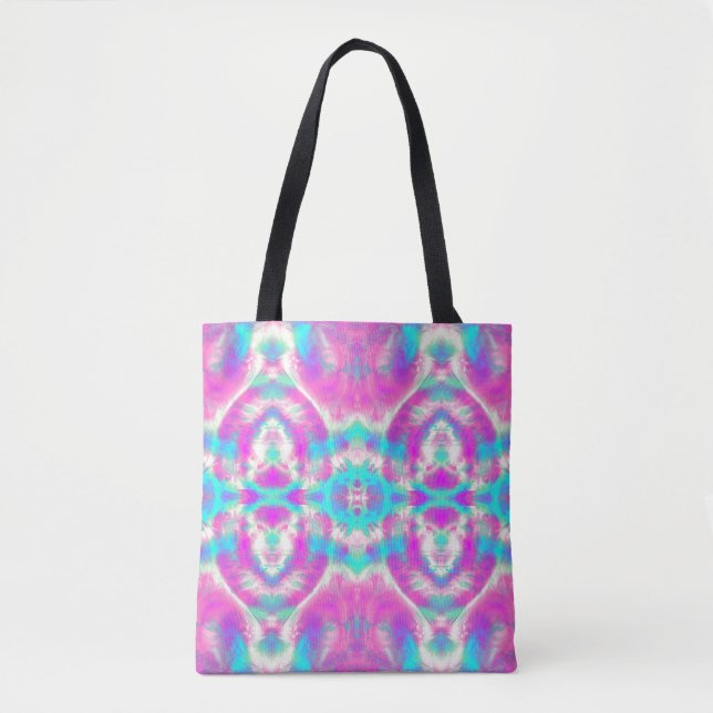 Tote Bag SUPER COOL rose et bleu Motif Abstrait (Devant)