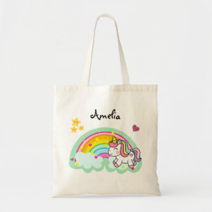 Tote Bag Super Cute Unicorn et Rainbow Personnalisé