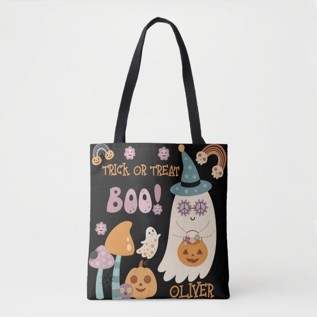 Tote Bag Super Halloween Boo Cute Trace ou Treat Custom (Devant)