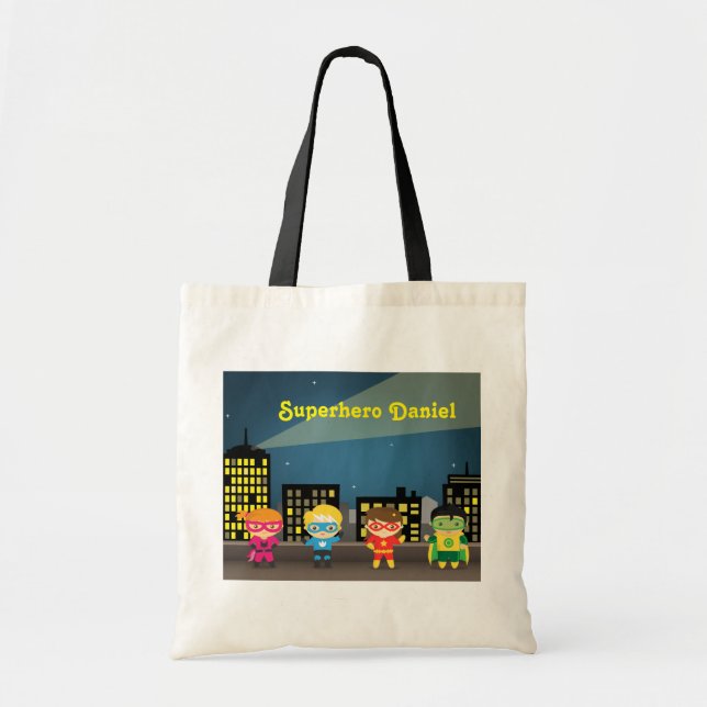 Tote Bag Super héros mignon d'horizon pour des enfants (Devant)