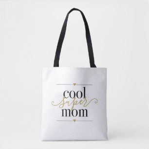 Tote Bag Super Maman Cool Moderne Élégante Noir et Or