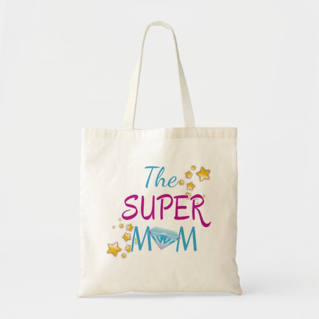 Tote Bag Super maman star diamants mères jour beau texte (Devant)