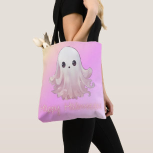 Tote Bag Super mignon Fantôme rose Joyeux Halloween