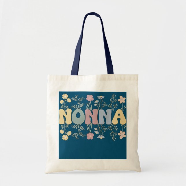 Tote Bag Super Nonna Grandmère Fleurs Nonna Grandma (Devant)
