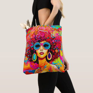 Tote Bag Super Retro Chic Floral Pop Art