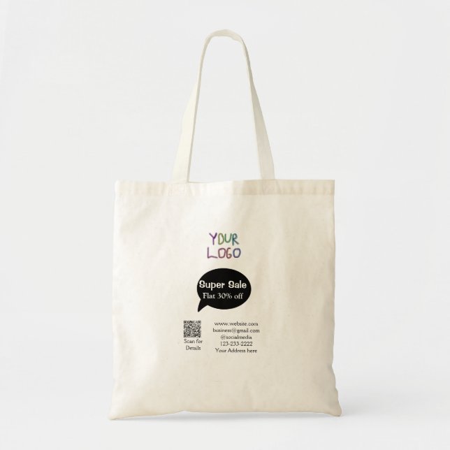 Tote Bag super-vente escompte d'entreprise numérisation cod (Devant)