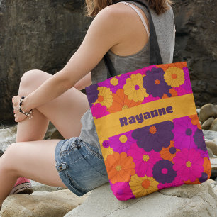 Tote Bag Super violet et rose hippie puissance