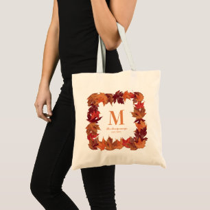 Tote Bag Superbe Automne Feuilles Monogramme automne