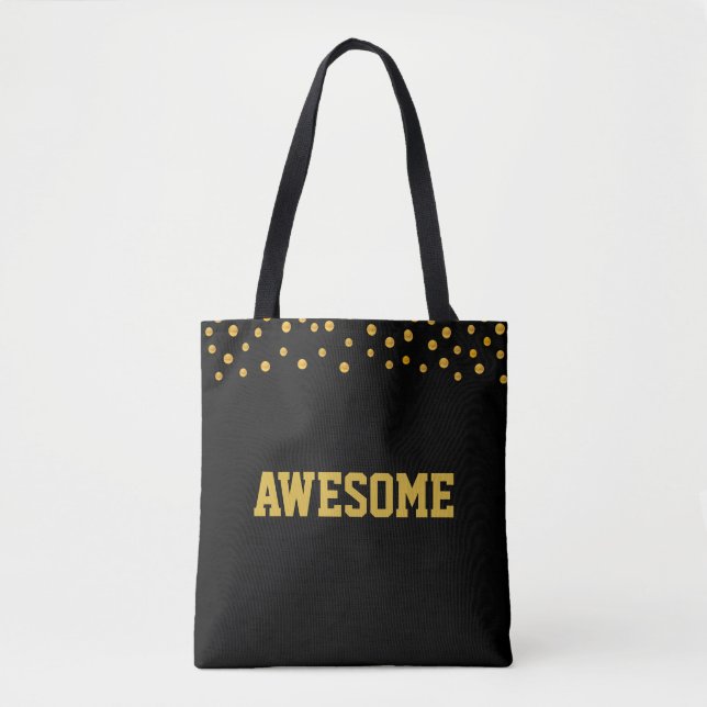Tote Bag Superbe confetti doré sur fond noir (Devant)