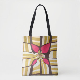 Tote Bag Superbe design floral rouge ivoire