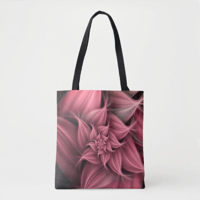 Tote Bag Superbe fleur rose corail fractale  (Devant)