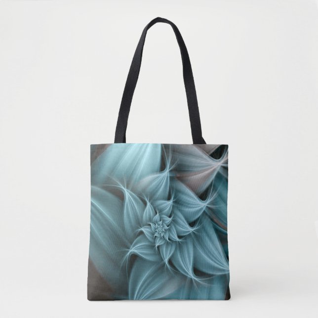 Tote Bag Superbe fleur turquoise fractale  (Devant)