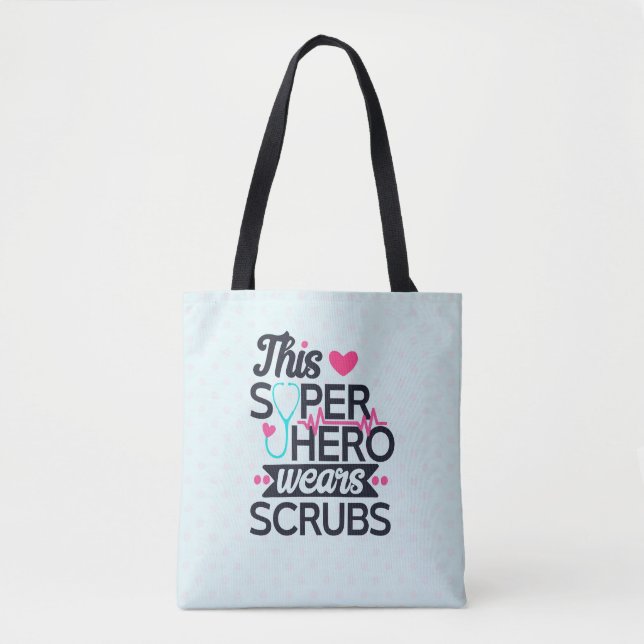 Tote Bag Superbe infirmière Superhero dire la typographie (Devant)