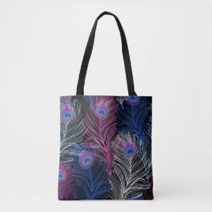 Tote Bag Superbe motif Vintage de plumes de paon sur un 