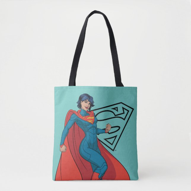Tote Bag Supergirl Hovering en costume bleu (Devant)