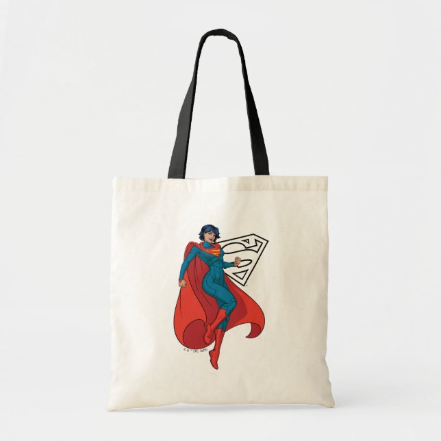 Tote Bag Supergirl Hovering en costume bleu (Devant)