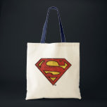 Tote Bag Superman S-Shield | Logo Grunge Black Outline<br><div class="desc">Le logo classique Superman S-Shield stylisé comme un vieux graphique de grunge de papier de bande dessinée.</div>