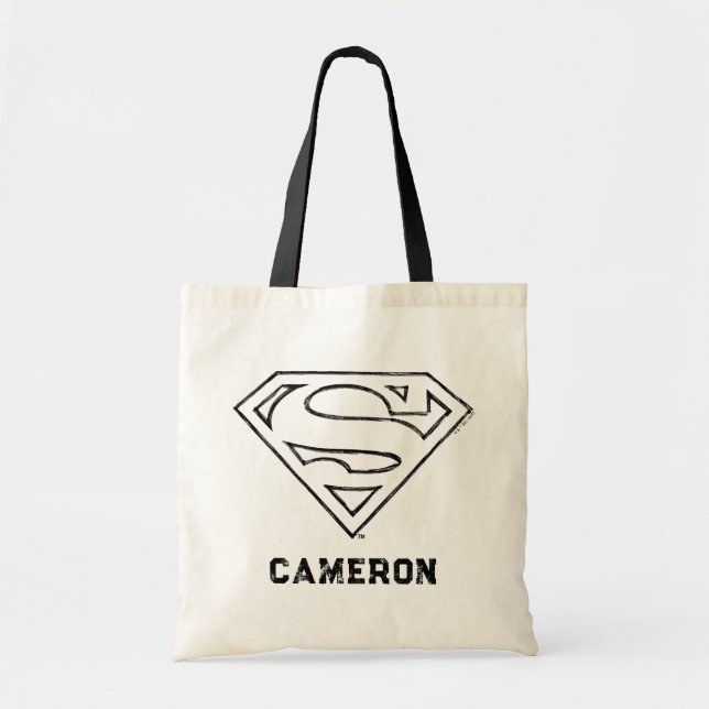 Tote Bag Superman S-Shield | Logo Simple Black Outline (Devant)