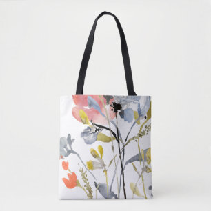 Tote Bag Superposition de fleurs - Aquarelle Fleurs pastel