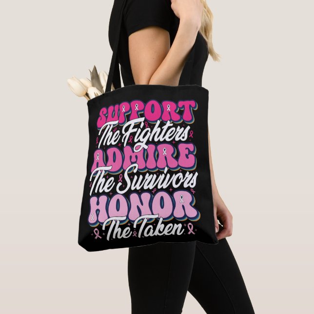 Tote Bag Support en ruban rose Admirez la sensibilisation a (De près)