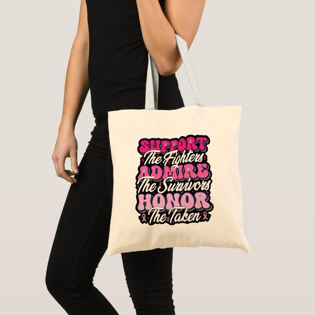 Tote Bag Support en ruban rose Admirez la sensibilisation a (Devant (produit))