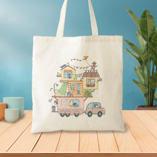 Tote Bag Sur la route Famille Camping Trailer