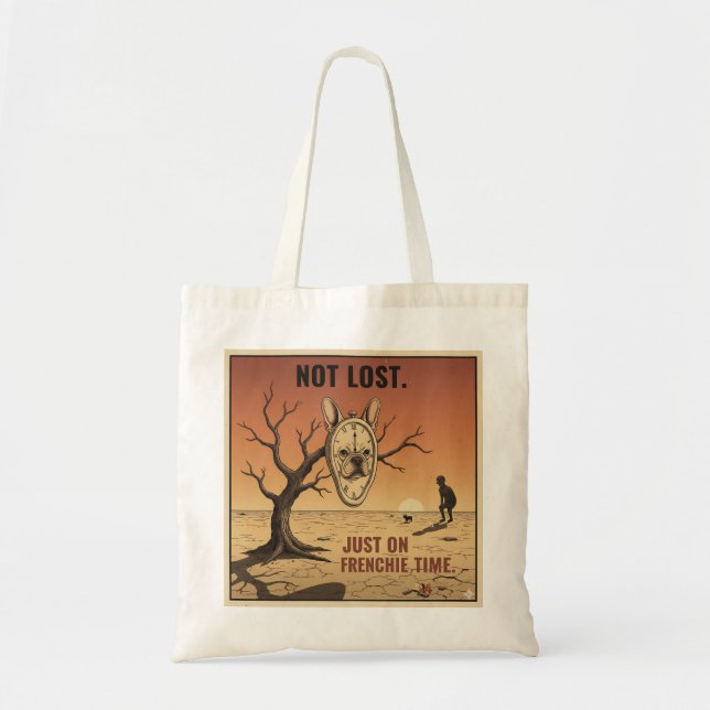 Tote Bag Sur le temps de Frenchie drôle design de bouledogu (Devant)