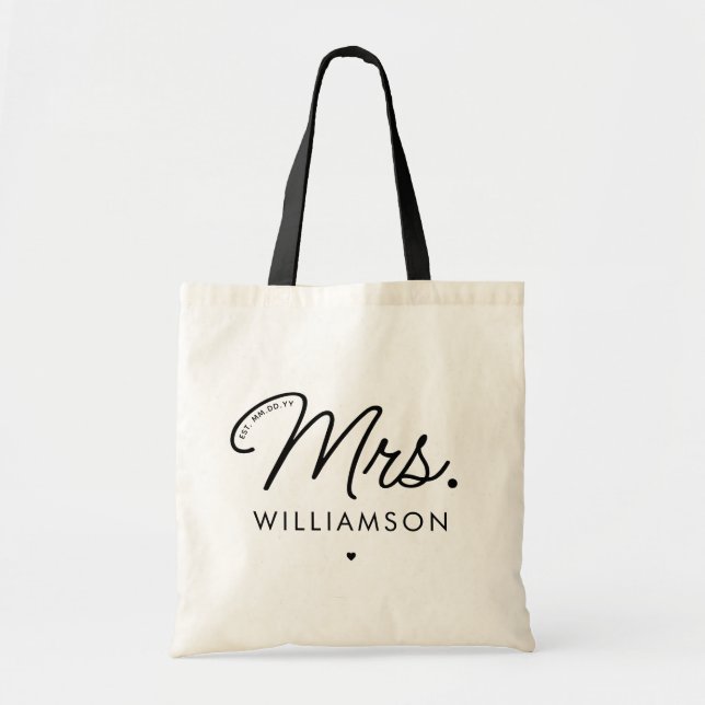 Tote Bag Sur Mesure, Mme Est. Script élégant moderne nouvel (Devant)