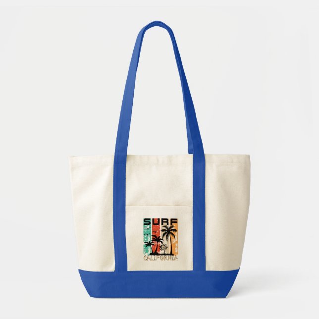 Tote Bag Surf California palm tree beach design  (Devant)