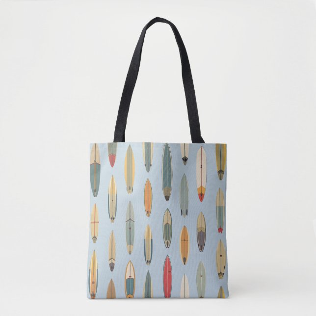 Tote Bag Surf Life - Retro Coastal Blue Surfboard Print (Devant)