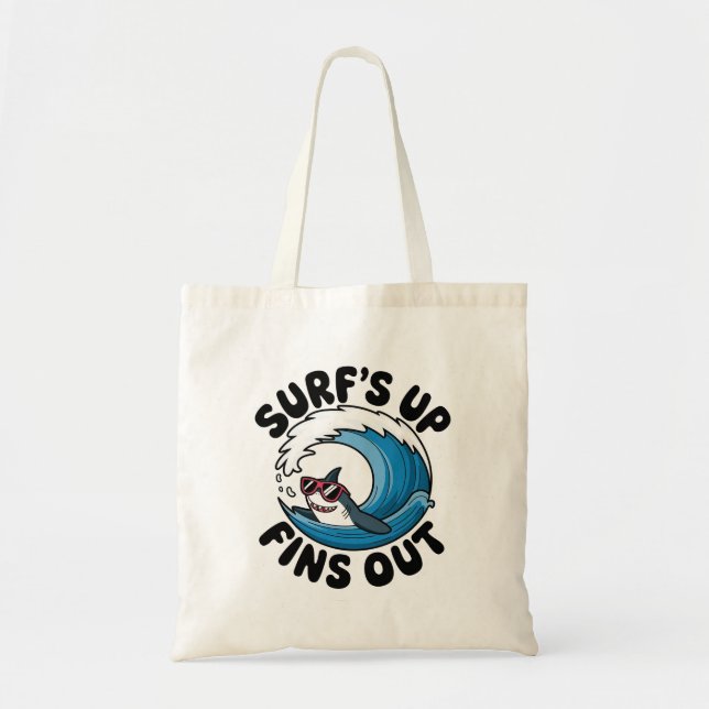 Tote Bag Surf’s Up, Fins Out - Cool Surfing Design (Devant)