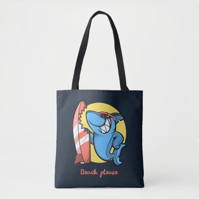 Tote Bag Surf Shark Beach S'il vous plaît (Devant)
