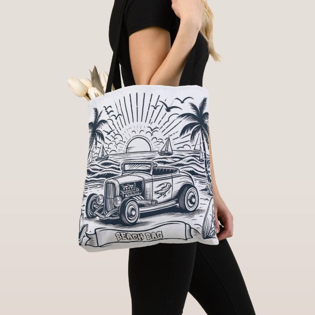 Tote Bag Surfboard Classic Car Coloring (De près)