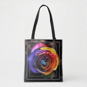 Tote Bag Surfer sur le Rose Rainbow