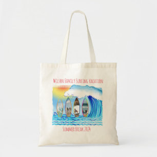 Tote Bag Surfing Beach Waves Family Photos Surfboard